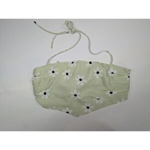 Princess Polly Sage Green Daisy Floral Halter Tie Back Crop Top Bandeau Size 0